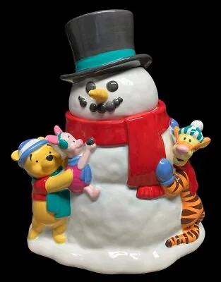 Vintage Disney Snowman With Winnie The Pooh Eyore And Tigger Cookie Jar See Desc • $99