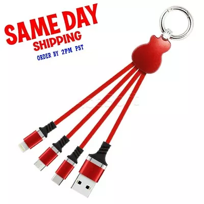 Fast Charging Portable 3in1 Micro USB-C 8Pin Key Ring Cable For Apple Samsung LG • $10.86