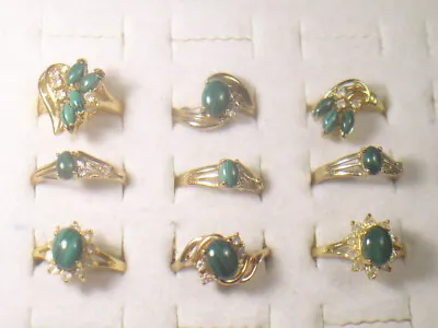 9... Rings. Malachite  Vintage Semi-precious Gemstone  Wholesale Lot  Ma2 • $24.95