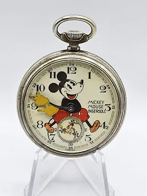 1930's Foreign Ingersoll Mickey Mouse Rat Nose Pocket Watch 1st Version • $899