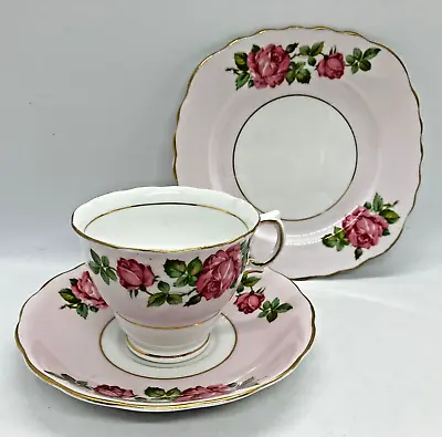 £9.99 • Buy Colclough Pink Rose Cup, Saucer And Side Plate - Trio