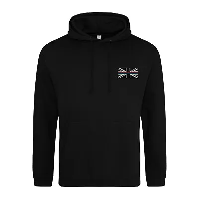 Triple Thin Line Union Jack Embroidered Hoodie Emergency Services • £24.99