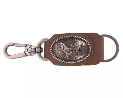 Montana West Real Leather Chicken Rooster Concho Keychain Key Ring Belt Clip • $9.95