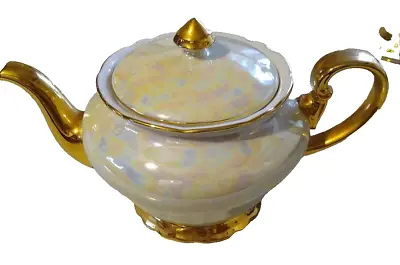 Vintage Czechoslovakia Lustreware Teapot Iridescent With Gold Trim Rainbow Shine • $29.99