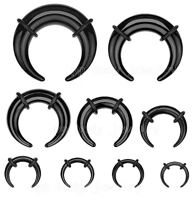 1pc 14G-00G C-Shape Black Acrylic Buffalo Taper Expander With O-Rings Ear Septum • $2.86