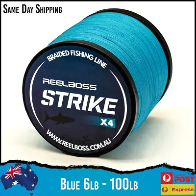 ReelBoss Strike X4 Blue PE Braid Fishing Line 6lb - 100lb 150m 300m 500m 1000m • $49.95