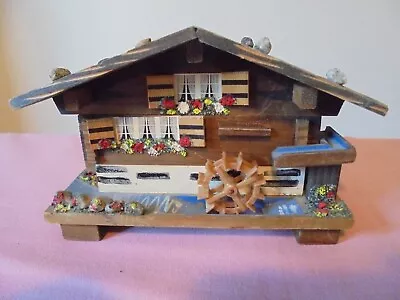 Retro Cuendet Swiss Musical Movement Water Mill Chalet Trinket Box Edelweiss • £12.99