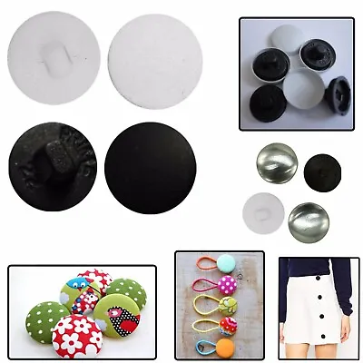 £3.99 • Buy 50/100pcs Plastic Button Blanks Aluminium Black White Sewing DIY Crafts Clothing