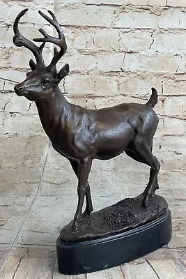 Signed Villanis Male Deer Buck Hunting Bronze Sculpture Marble Figurine Statue • $154.50