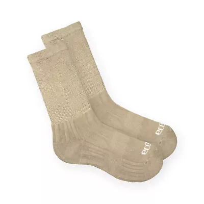 3 Pair EcoSox DIABETIC Bamboo Viscose Crew W/Arch Support Socks Tan  -JAFFO • $32.99