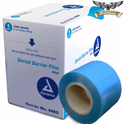 Medical Tattoo Barrier Film Roll - Blue 1200 Sheets/Roll 4 X6  Each Sheet. • $16