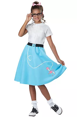 50's Pink Ladies Grease Blue Poodle Skirt Child Costume • $13.44