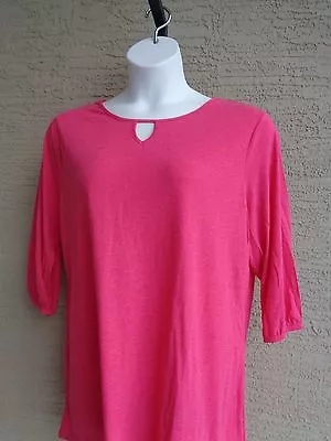  Just My Size 1X Tunic Top3/4 Sleeve Key Hole Neckline High Low Fluid Drape  • $5