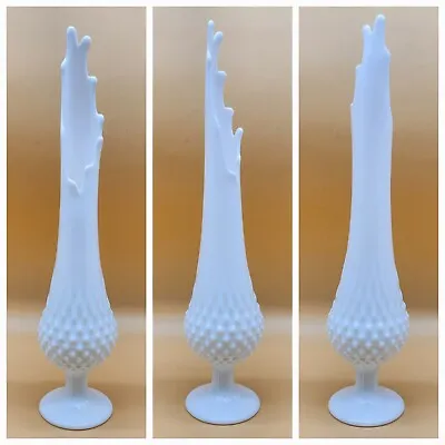 Vintage Fenton White Milk Glass Hobnail Swung Vase 16.5  • $59.95