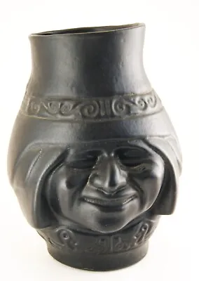 Vintage Peruvian Inca Pisco Matte Black Pottery Two Face Vase • $12.50