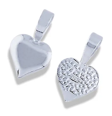 Set Of Two 925 Sterling Silver Heart Bail Glue On Aanraku Style Bails 9x15mm • $14