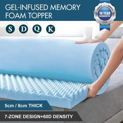 $112.48 • Buy Memory Foam Mattress Topper Cool Gel Queen Matress Support Bedding 5/8cm 7-Zone