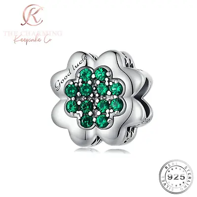 Four Leaf Clover Charm Genuine 925 Sterling Silver - Green / Good Luck Gift • £16.99