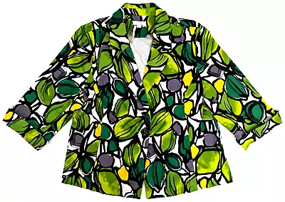 ERIN LONDON Colorful Green Artsy Abstract 1-Button Blazer Jacket Women XL • $23.77