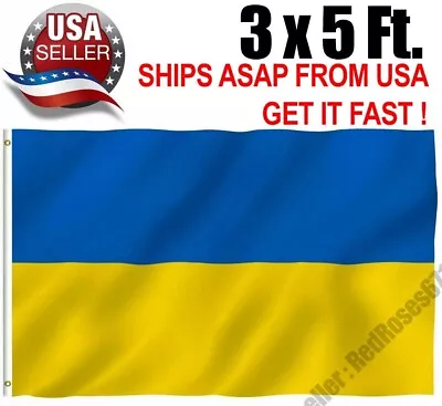 3x5 Ft Ukraine Plain Premium Quality Flag Ukrainian House Banner Grommets 100D • $14.99