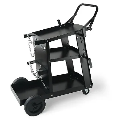 Welding Cart 3-Tier 400 LBS Welder Welding Cart With 360° Swivel Wheels • $52.38