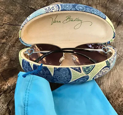 Juicy Couture NWT Heart Sunglasses & Vera Bradley Doodle Daisy Case/Cloth READ • $19