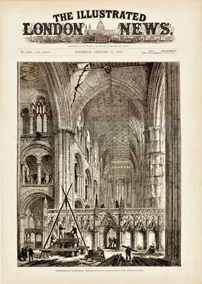 £14.99 • Buy Antique Print, Peterborough Cathedral, Removing Central Tower Jan 27th 1883   