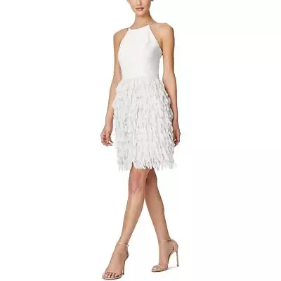 Aidan By Aidan Mattox Womens Feathered Halter Cocktail And Party Dress BHFO 6357 • $84.99