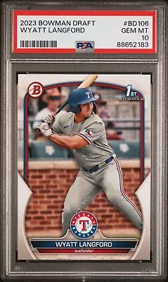 2023 Bowman Draft Wyatt Langford Bowman 1st Rookie Rc Paper Psa 10 #bd106 • $39.99