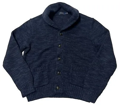 Polo Ralph Lauren Shawl Neck Cotton 2 Pocket Cardigan Sweater Naval Style Sz M/L • $42.49