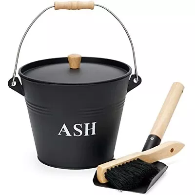 Mini Ash Bucket With Lid Shovel And Broom Fireplace Metal Bucket With Lid Charco • $33.42