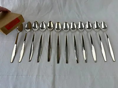 NOS NEW LOT OF 12 ONEIDA SILVERSMITHS ENVOY Iced Tea Spoons 7.25  Mid Century • $14.95