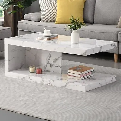 Lyra High Gloss Coffee Table In Diva Marble Effect • £179.95