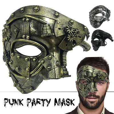 Steampunk Phantom Masquerade Cosplay Mask Half Face Men Costume • £18.74
