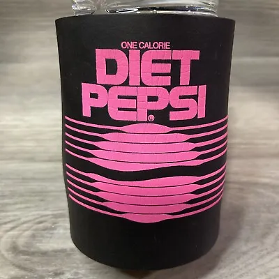 Vintage Diet Pepsi One Calorie Beer Foam Can Koozie Koosie Can Cooler Black Pink • $29