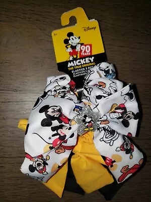 Disney Mickey True Original 90 Years Elastic Scrunchie/Bow Tie Set Of 3 • $7.50