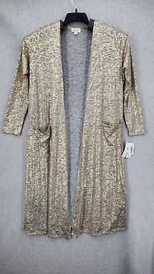 NWT Lularoe Sarah Cardigan Womens L Gold Metalic Long Maxi Sweater • $24.99