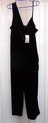 BNWT Next Black Velour SIZE 18 PETITE Jumpsuit . WIDE LEG  RRP £60 • £18