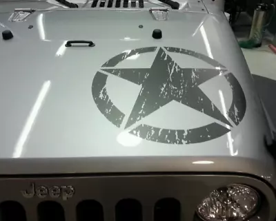 Vinyl Distressed Style Star Military Hood Decal For The Jeep Wrangler • $10.99