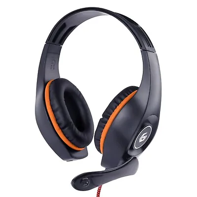 3.5mm Jack Gaming Headset With Mic Microphone & Volume Control - Black / Orange • £10.95