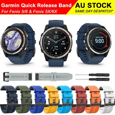 Garmin Fenix 7 6 5 7X 6X 5X 22mm 26mm Smart Watch Silicone Replacement Band GPS • $10.99