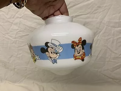 Vintage Disney Round Glass Ceiling Light Or Fan Shade Cover Mickey Minnie Mouse • $14.99