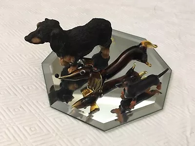 Dachshund Black And Brown Weiner Dog Figurine 3 Inch Statue Resin Standing • $18.95