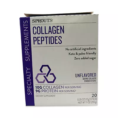 Sprouts Collagen Peptides Unflavored 20 Sticks Zero Sugar NIB Exp 06/24 FastShip • $12.76