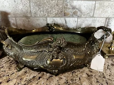 Antique Vintage Brass Rococo Footed Jardiniere Planter Garden Display Pot Insert • £169.60