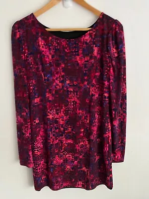 Backstage Dress Women Medium Red Blue Long Sleeve Round Neck Stretch Lined Comfy • $29.99