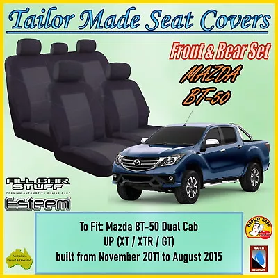 Tailor Made Black Seat Covers For Mazda BT50 (BT-50) Dual Cab: 11/2011 - 09/2015 • $150.50