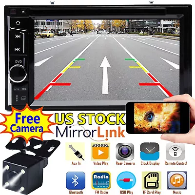 Car Stereo Radio 2DIN DVD FM AM Player Touch Screen Mirror For GPS + Rear Camera • $95.39