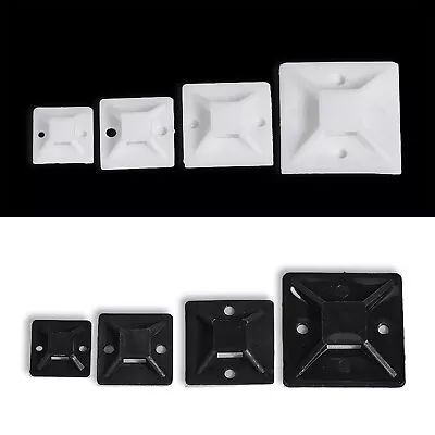 Black White Self Adhesive Cable Wire Zip Tie Mounts Base Clamps Clips Square • $2.19