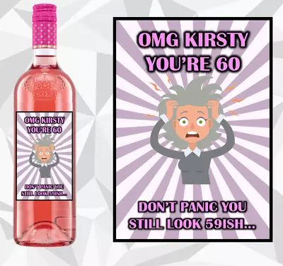 £2.99 • Buy Personalised 60th Wine Bottle Label Birthday Mum Nan Aunty Friend Sister AO